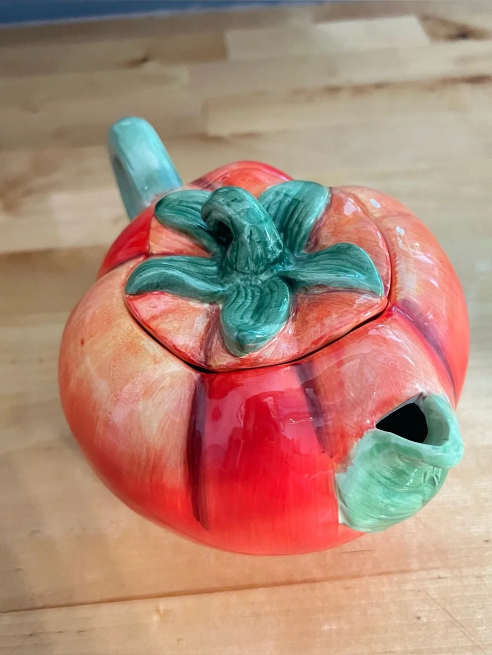 Vintage Tomato Ceramic Teapot Decorative Cottagecore Farmhouse Decor Collectible